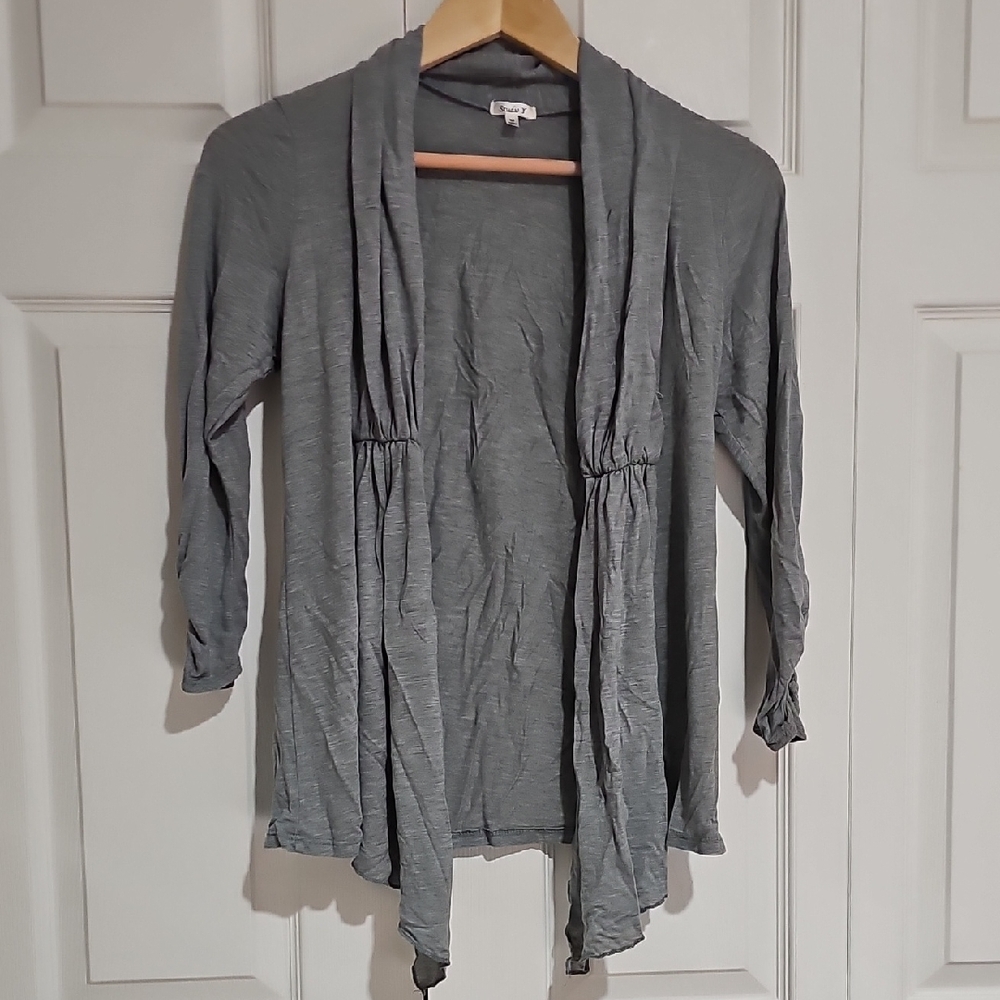 🩶 Studio Y Open Front Draped Cardigan – Size Medium